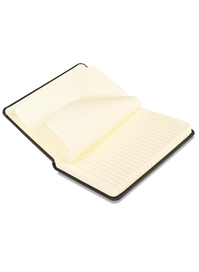 FIS® Executive Notebook, Italian PU Materials, A6 Size(105x148mm,) Round Corners, 96 Sheets, Single Ruled, 70gsm Italian Ivory Paper with Elastic Band Closure, 1 Piece, Black Color-FSNBEXA696BK - Image 5